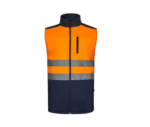 Two-Tone Softshell Vest 305906 – Velilla in Navy / Fluo Orange