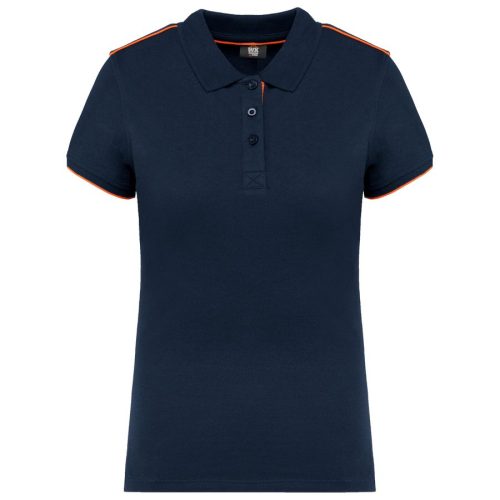 Damen Workwear Piqué Polo "Day-to-Day" WK 271 – WK in Navy / Fluorescent Orange