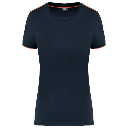 Damen Workwear T-Shirt "Day-to-Day" WK 3021 – WK in Navy / Fluorescent Orange