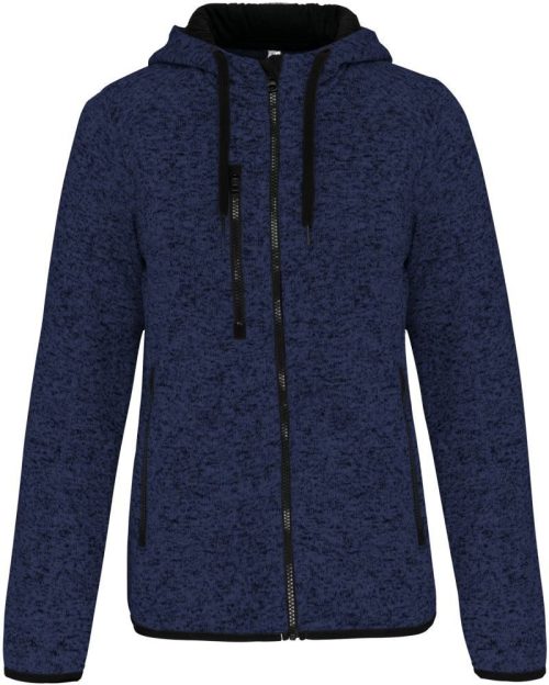 Damen Melange Kapuzen Strickfleece Jacke PA 366 – Kariban ProAct in Navy Melange