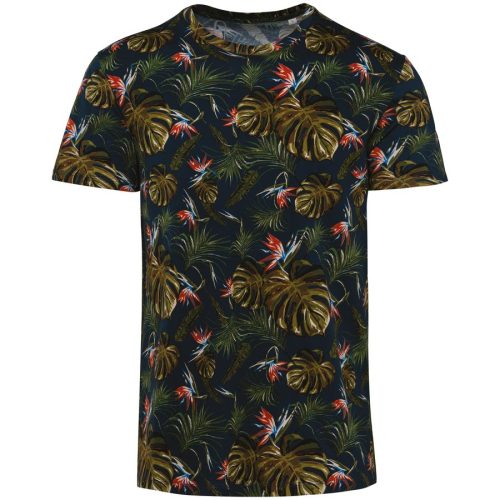 Herren T-Shirt Tropen-Druck NS350 – Native Spirit in Navy Paradise Bird