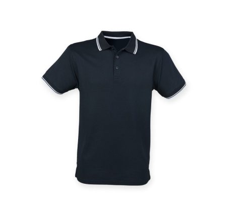 Men´s Coolplus® Short Sleeved Tipped Polo Shirt – Henbury in Navy / White