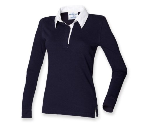 Ladies Classic Rugby Shirt FR101 – Front Row in Navy / White