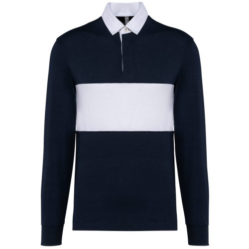 Rugby-Polohemd mit langen Ärmeln PA429 – Proact in Navy / White