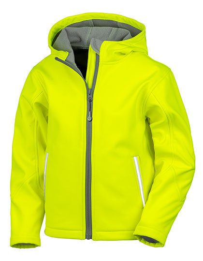 Junior TX Performance Hooded Soft Shell Jacket – Result Core in Neon Yellow