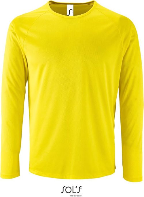 Herren Sport Shirt langarm Sporty LSL Men – SOL'S in Neon Yellow