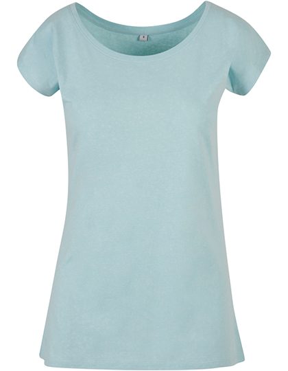 Ladies´ Wide Neck Tee – Build Your Brand Basic in Ocean Blue