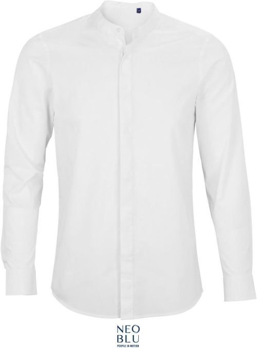 Popeline Hemd mit Maokragen langarm Bart Men – NEOBLU in Optic White