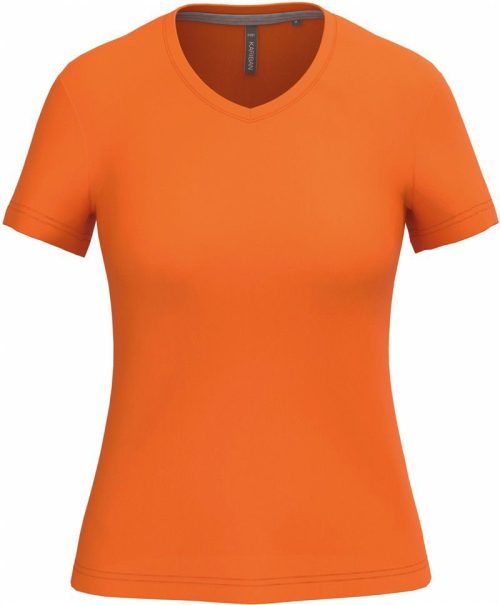 Damen V-Ausschnitt T-Shirt K 381 – Kariban in Orange