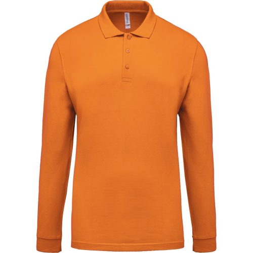 Herren Langarm-Polohemd. Baumwollpiqué K256 – Kariban in Orange