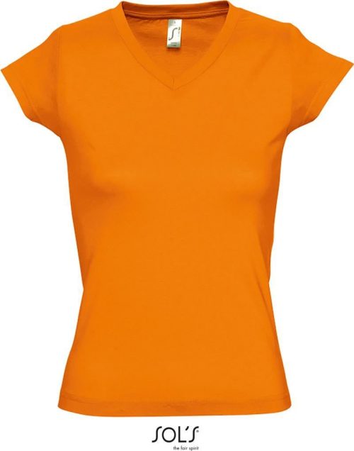 Damen V-Ausschnitt T-Shirt Moon – SOL'S in Orange
