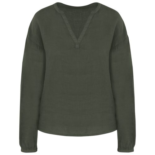 Leinenkittel für Damen SP524 – Spasso in Organic Khaki
