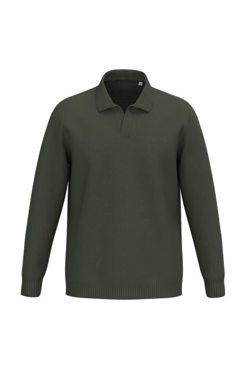 Herrenpullover mit Polokragen SP901 – Spasso in Organic Khaki