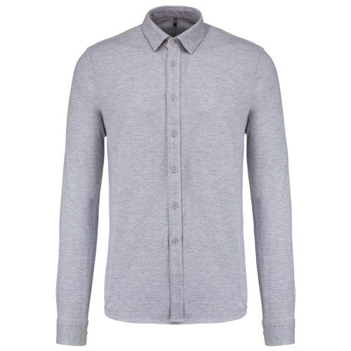 Langarmhemd aus Piqué K508 – Kariban in Oxford Grey