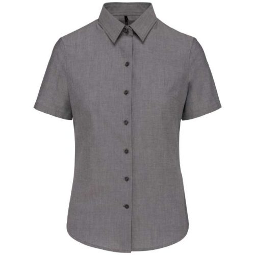 Ladies' Short-Sleeved Oxford Shirt – Kariban in Oxford Silver