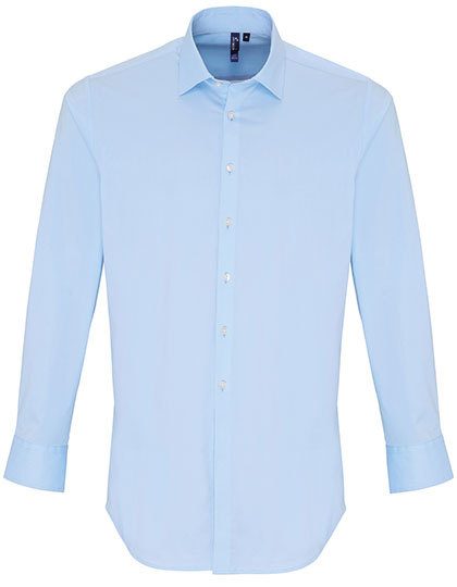 Men´s Stretch Fit Poplin Long Sleeve Cotton Shirt – Premier Workwear in Pale Blue (Ca. Pantone 2717C)