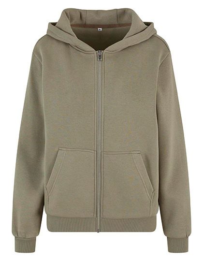 Schwere Damen Kapuzen Sweatjacke "Fluffy" BY 290 – Build your Brand in Pale Olive