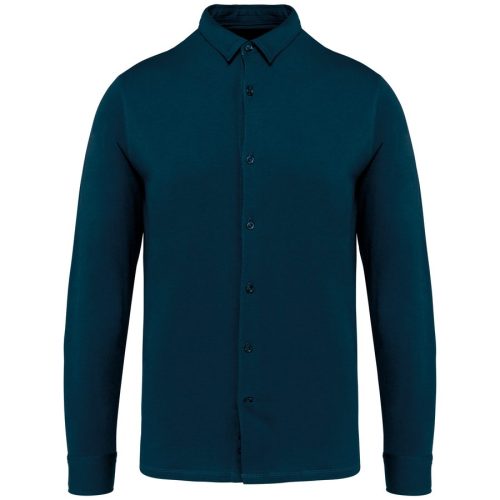 Herrenhemd aus Jersey NS510 – Native Spirit in Peacock Blue