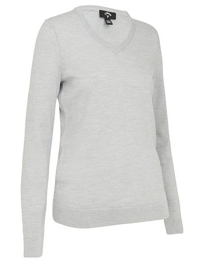 Ladies V-Neck Merino Sweater – Callaway in Pearl Blue