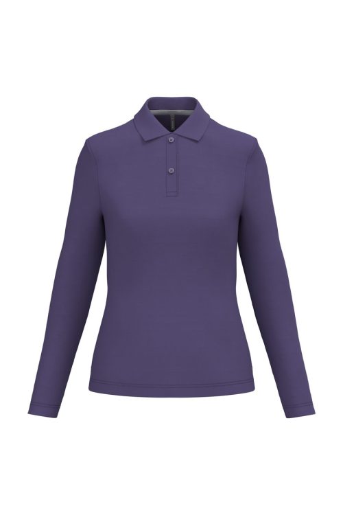 Damen Piqué Polo langarm K 244 – Kariban in Purple
