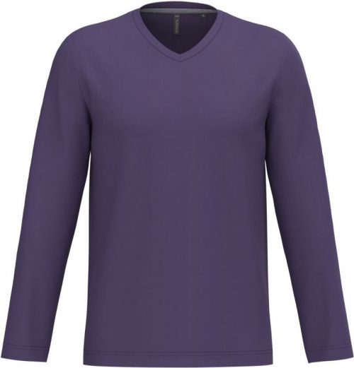 Herren V-Ausschnitt T-Shirt langarm K 358 – Kariban in Purple