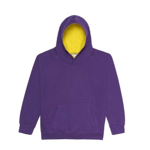 Kids Varsity Hoodie – Just Hoods in Purple/Sun Yellow