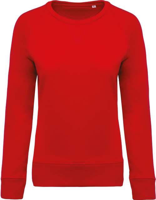 Ladies’ Organic Cotton Crew Neck Raglan Sleeve Sweatshirt – Kariban in Red