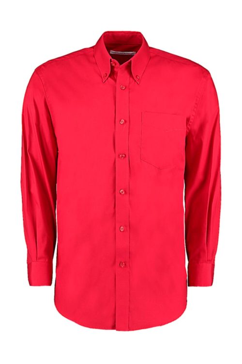 Men´s Classic Fit Premium Oxford Shirt Long Sleeve – Kustom Kit in Red