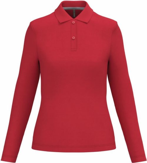 Damen Piqué Polo langarm K 244 – Kariban in Red