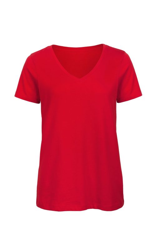 Ladies' Organic Inspire Cotton V-neck T-shirt TW045 – B&C in Red