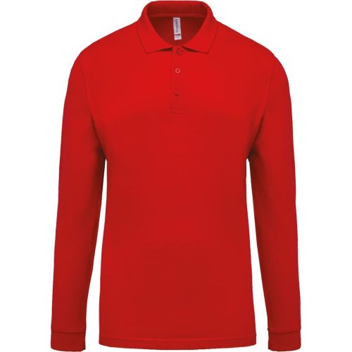 Herren Langarm-Polohemd. Baumwollpiqué K256 – Kariban in Red