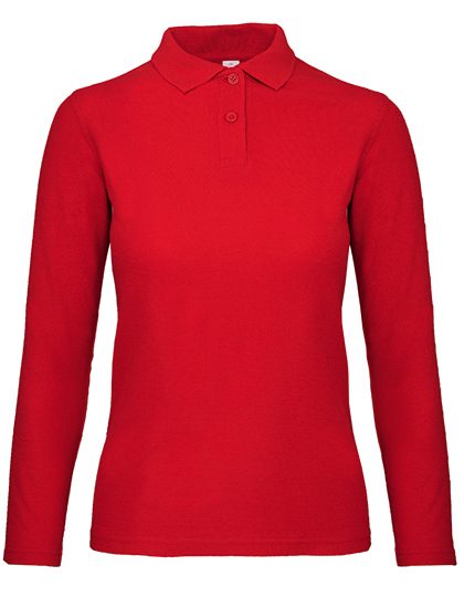 Women´s Long Sleeve Polo ID.001 – B&C BE INSPIRED in Red