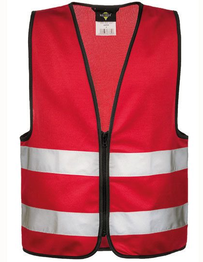 Kids´ Hi-Vis Safety Vest With Front Zipper Aalborg – Korntex in Red