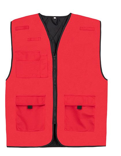 Padded Multifunctional Work Vest Kiel CO² Neutral – Korntex in Red
