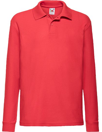 Kids´ Long Sleeve 65/35 Polo – Fruit of the Loom in Red