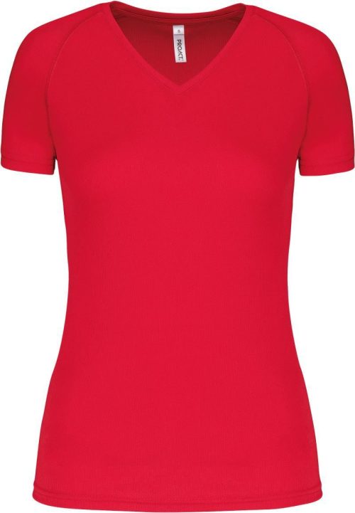 Damen V-Ausschnitt Sport Shirt PA 477 – Kariban ProAct in Red