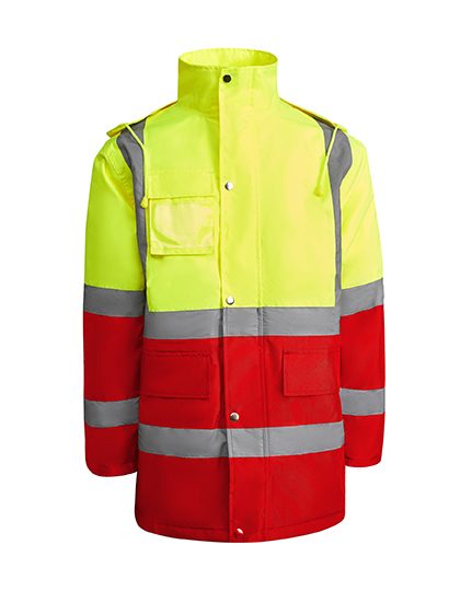 Jacket Merak – Roly Workwear in Red 60/Fluor Yellow 221
