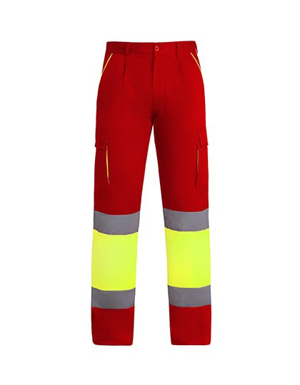 Trousers Enix – Roly Workwear in Red 60/Fluor Yellow 221