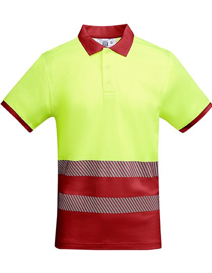 Poloshirt Atrio Shortsleeve – Roly Workwear in Red 60/Fluor Yellow 221