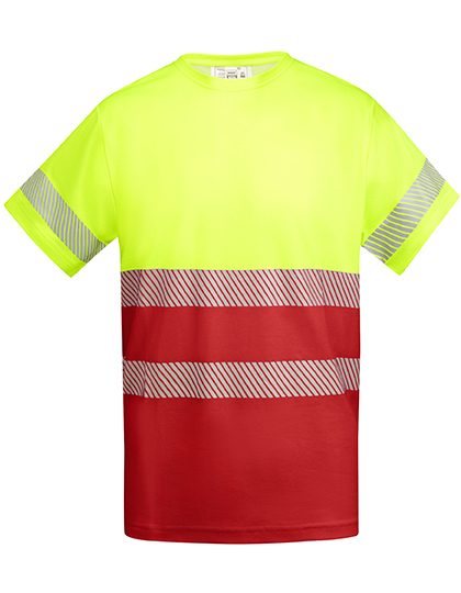 T-Shirt Tauri – Roly Workwear in Red 60/Fluor Yellow 221
