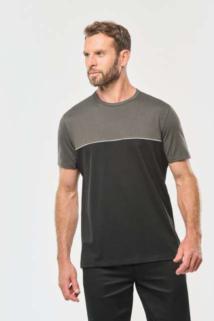Unisex Short Sleeve Two-Tone T-Shirt – Designed To Work in Red/Dark Grey