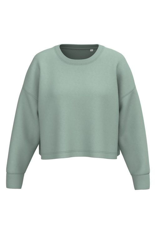Damen Cropped-Sweatshirt mit Rundhalsausschnitt PA395 – Proact in Sage