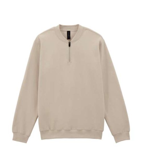 Softstyle™ Midweight Adult Fleece 1/4 Zip Sweatshirt – Gildan in Sand