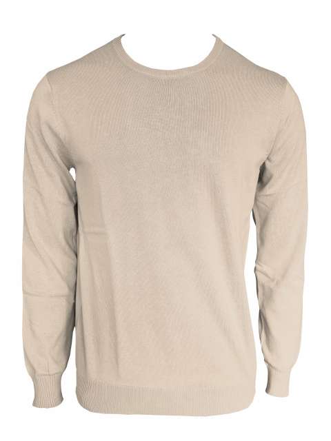 Men’s Crew Neck Fine Gauge Cotton Pullover – Legend Classics in Sand