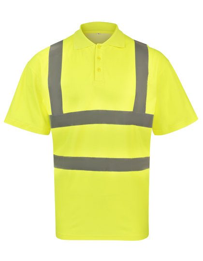 High-End Polycotton Hi-Vis Polo Shirt Cambridge – Korntex in Signal Yellow