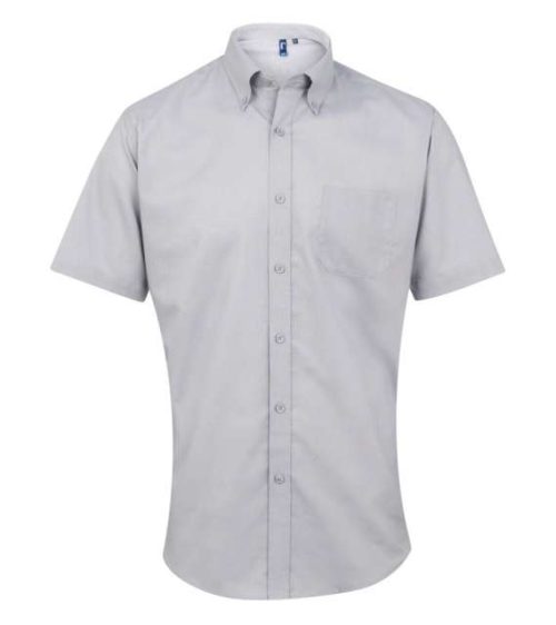 Men’s Short Sleeve Signature Oxford Shirt – Premier in Silver