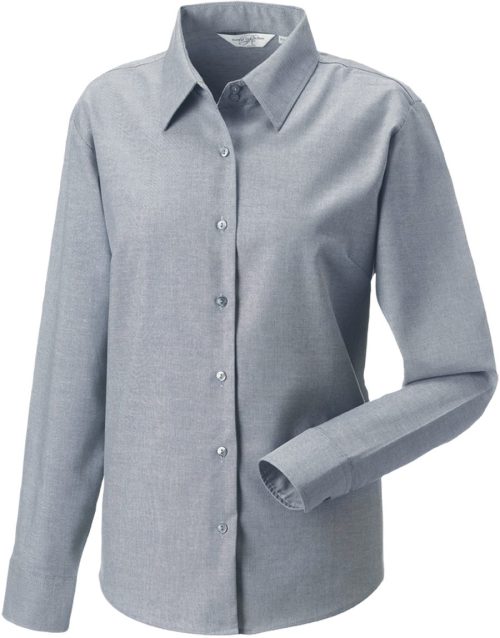 Ladies' Long Sleeve Easy Care Oxford Shirt R-932F-0 – Russell in Silver