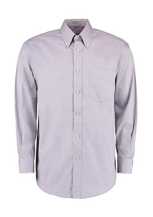 Men´s Classic Fit Premium Oxford Shirt Long Sleeve – Kustom Kit in Silver Grey
