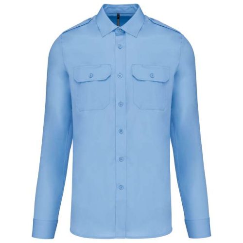 Men's Long-Sleeved Pilot Shirt – Kariban in Sky Blue