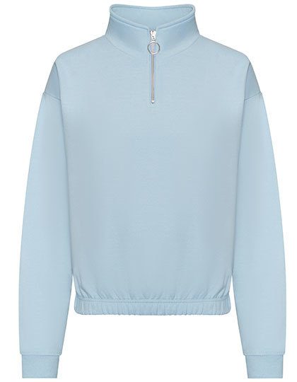 Women´s Cropped 1/4 Zip Sweat – Just Hoods in Sky Blue